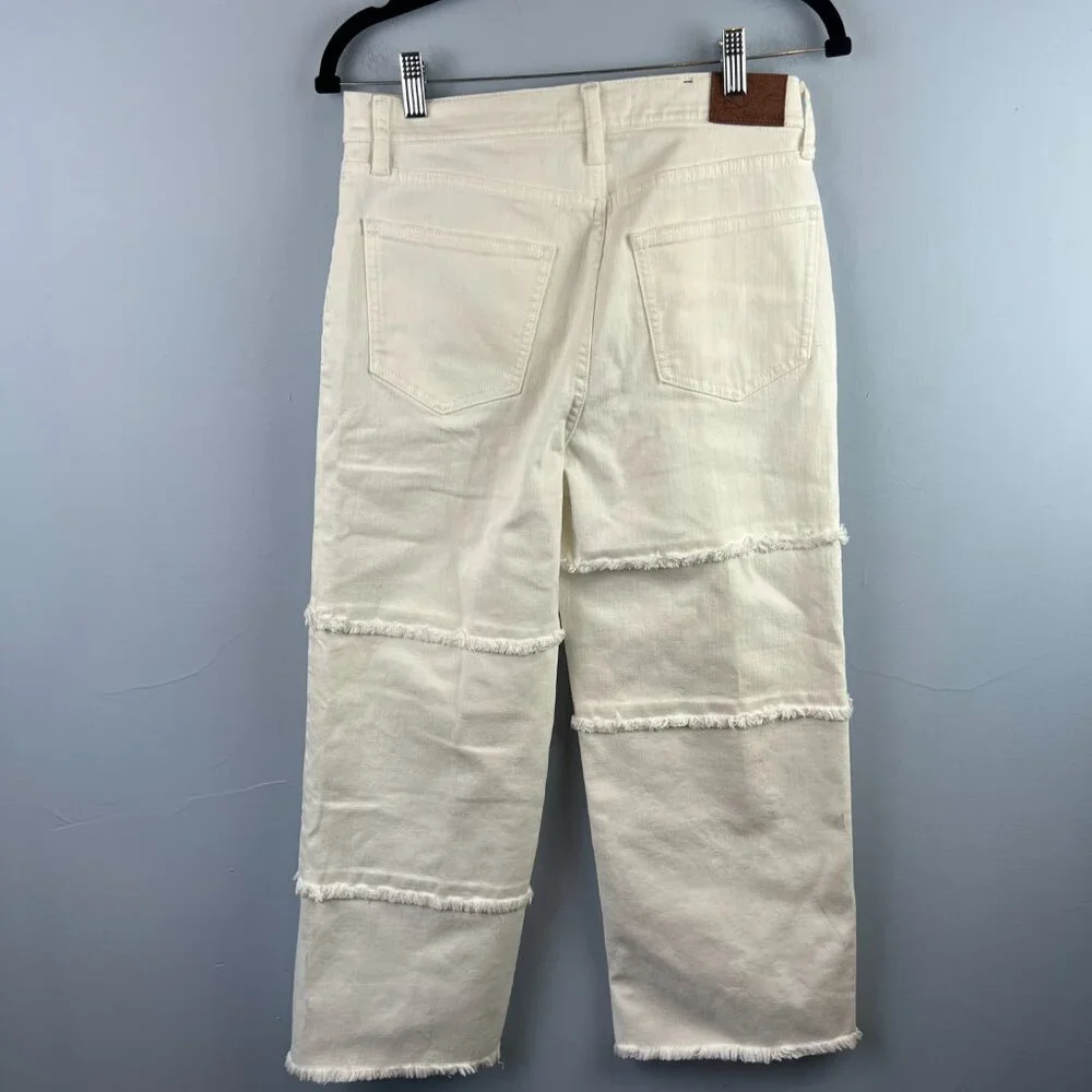 Johnny Was Sevilla Cropped‎ Wide Leg Jean White Cotton Blend Denim Size 26